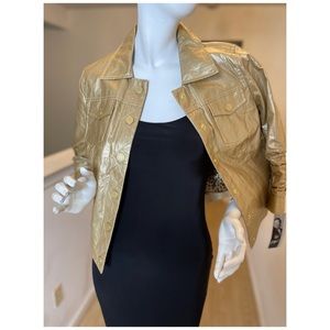 PETER NYGARD Gold Metallic 3/4 Sleeve Jacket